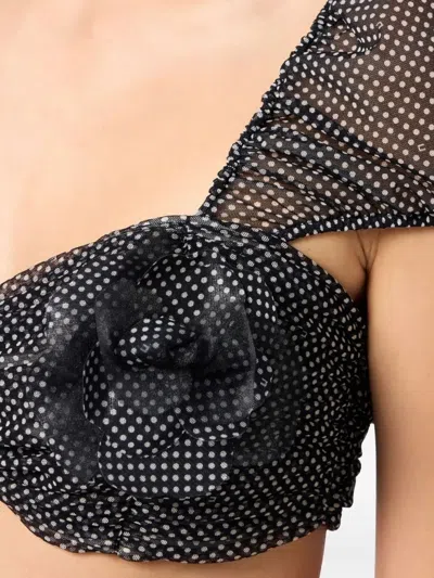 Elisabetta Franchi Polka Dot Print Top In Black