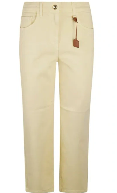 Elisabetta Franchi Stretch Cotton Blend Trousers In Neutral
