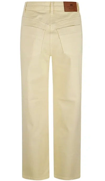 Elisabetta Franchi Stretch Cotton Blend Trousers In Neutral