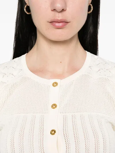 Elisabetta Franchi Cardigan With Pointelle Processing In Neutral