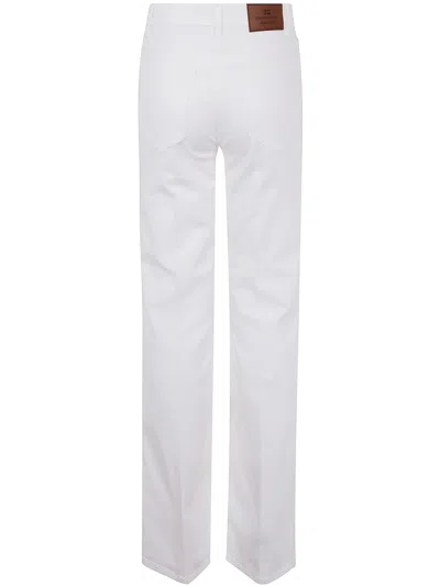 Elisabetta Franchi Cotton Trousers With Jewel Bows In White