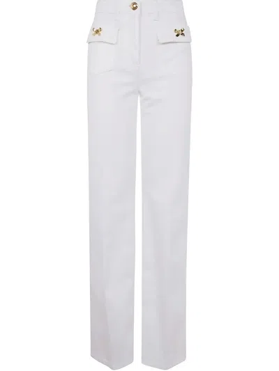 Elisabetta Franchi Cotton Trousers With Jewel Bows In White