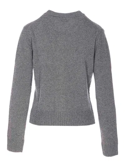 Ganni Future Knit Cardigan Crewneck In Gray