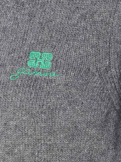 Ganni Future Knit Cardigan Crewneck In Gray