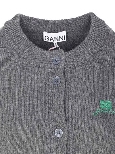 Ganni Future Knit Cardigan Crewneck In Gray