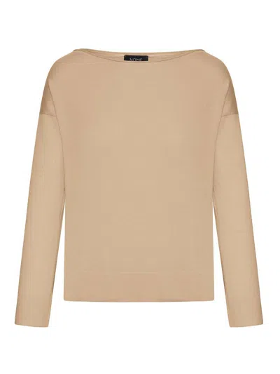 Gran Sasso Cotton Sweater With Boat Neck In Brown