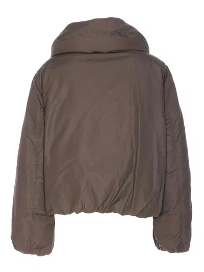 Lemaire Women Brown Water-repellent Puffer Blouson In Animal Print