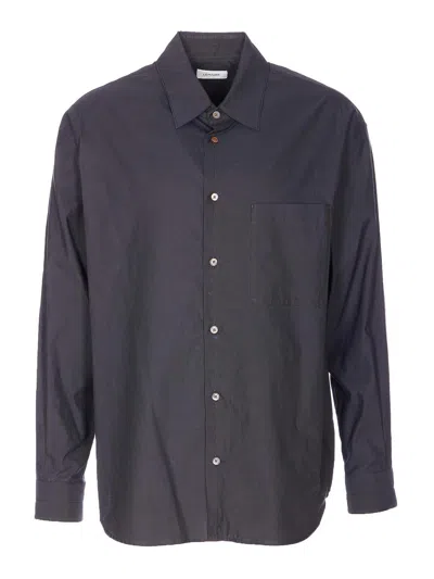 Lemaire Regular Fit Button-down Shirt Front Pocket In Gray