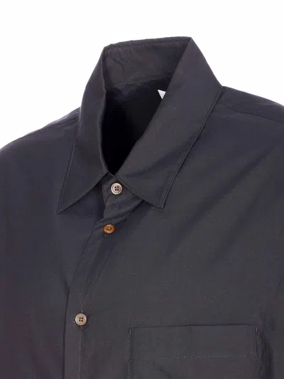 Lemaire Regular Fit Button-down Shirt Front Pocket In Gray