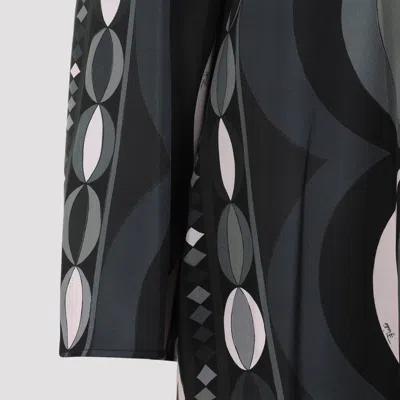 Pucci Geometric Pattern Long Sleeve High Neck Dress In Multi