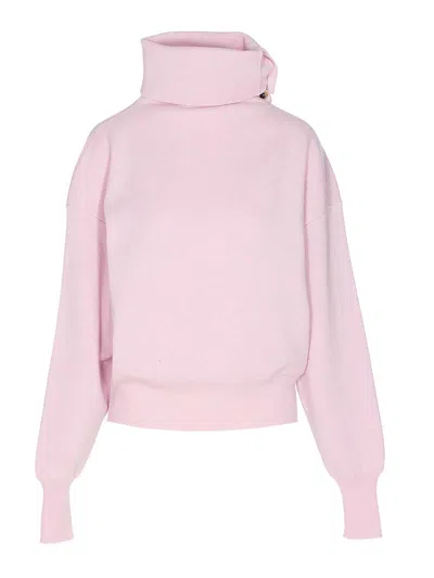 Haikure Cozy High Neck Long Sleeve Knitwear In Pink