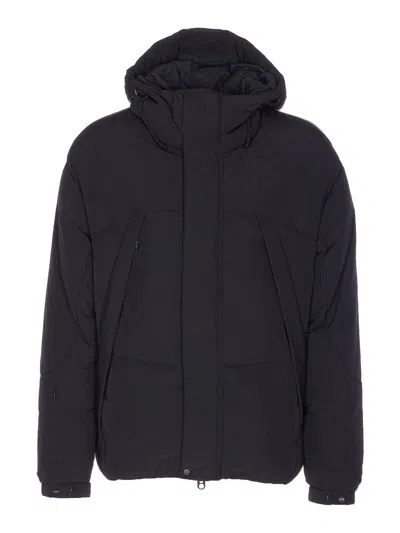 Jg1 Hooded Down Jacket Adjustable Cuffs In Blue