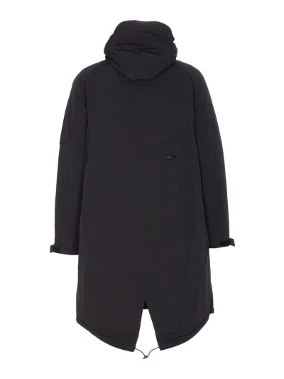 Jg1 Long Hooded Jacket Adjustable Hem In Black