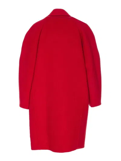 Filippa K Red Cocoon Coat With Frontal Buttons Closure In Purple