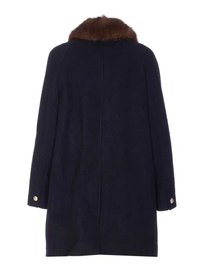 Dunst Boucle Wool Half Coat Dark Navy In Animal Print
