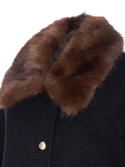 Dunst Boucle Wool Half Coat Dark Navy In Animal Print