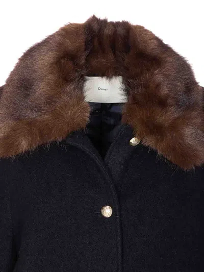 Dunst Boucle Wool Half Coat Dark Navy In Animal Print