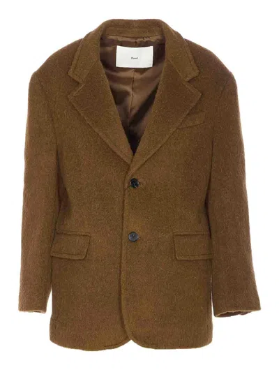 Dunst Brown Jacket With Frontal Buttons Closure In Multi