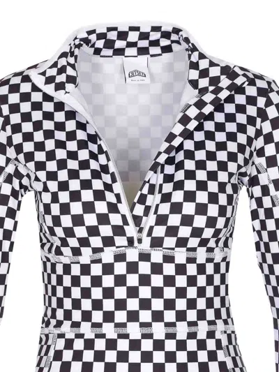 Jet Set Ginger Halfzip Check Longsleeves Top In Multi