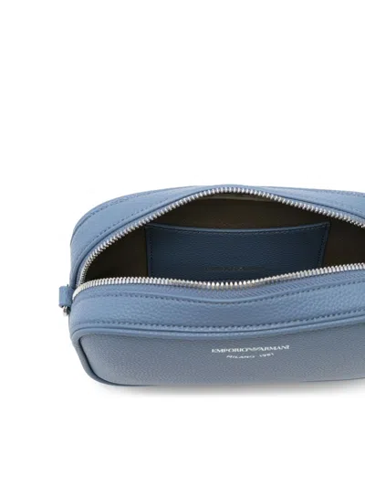 Emporio Armani Textured Finish Camera Bag With Adjustable Strap In Blue