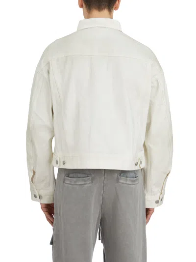 Entire Studios Collared Neck Denim Jacket Side Pockets In White