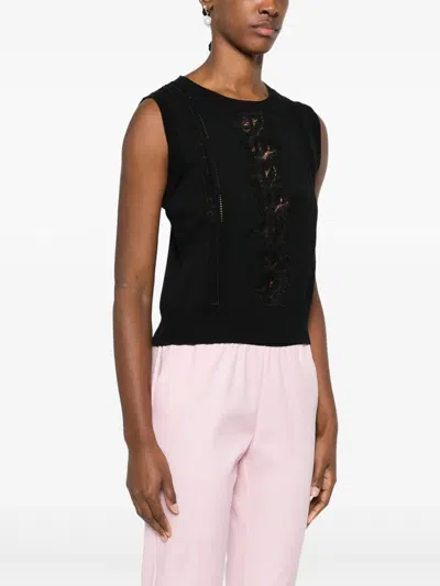 Ermanno Lace Detail Top In Black