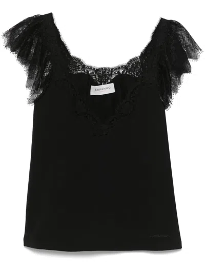Ermanno Lace Trim Tank Top In Black
