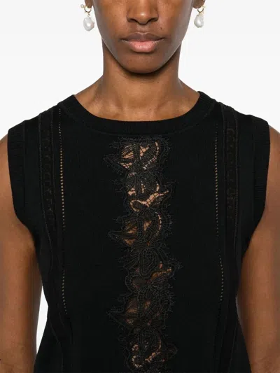 Ermanno Lace Detail Top In Black