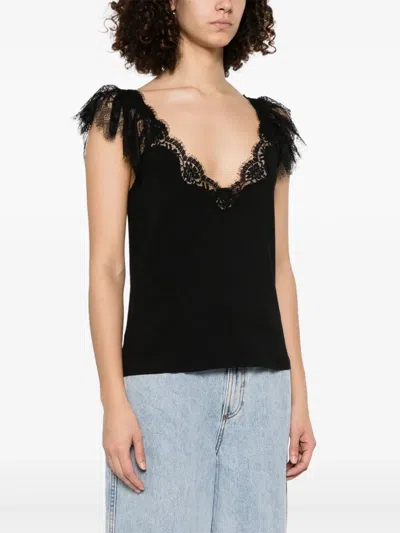 Ermanno Lace Trim Tank Top In Black