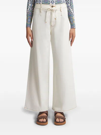 Etro High-waisted Wide-leg Denim Jeans With Drawstring Closure In Animal Print