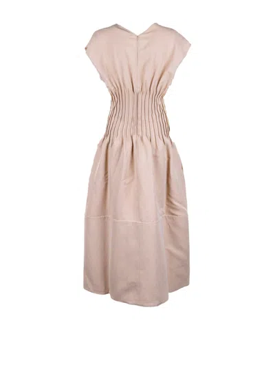 Fabiana Filippi Pleated Short Sleeve Dress In Pink
