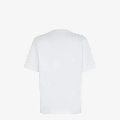 Fendi Men White Crewneck T-shirt With Log Print On The Front In Cotton Man