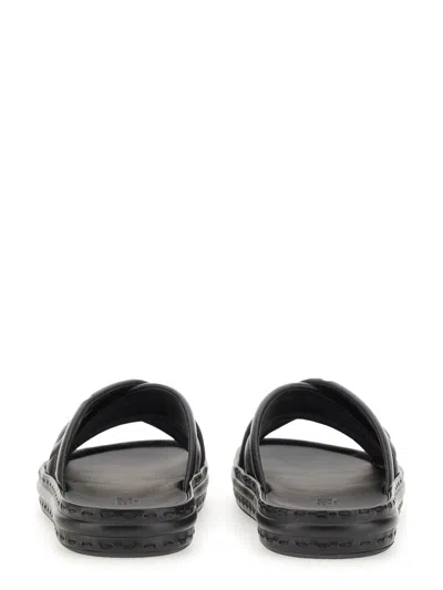 Fendi Ff Nappa Leather Sandals In Black