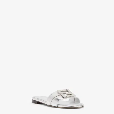 Fendi Ffold Metallic Leather Sandals In Multi