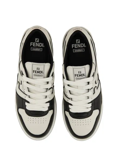 Fendi Leather Sneakers With Ff Lateral Logo In Black