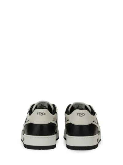 Fendi Leather Sneakers With Ff Lateral Logo In Black