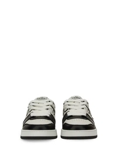 Fendi Leather Sneakers With Ff Lateral Logo In Black