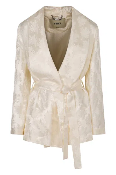 Fendi White Silk Blazer In Neutral