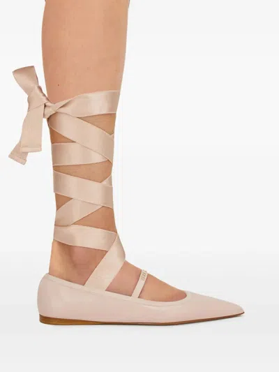 Ferragamo Carice Ballet Flat With Ankle Ribbon In Multi