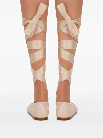 Ferragamo Carice Ballet Flat With Ankle Ribbon In Multi