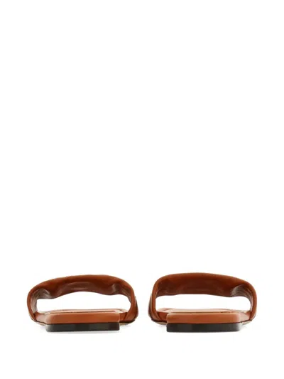 Ferragamo Gancini Slide In Cognac Leather Women In Brown