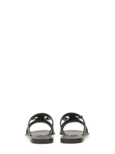 Ferragamo Strappy Slide Sandal Gold Hardware In Animal Print