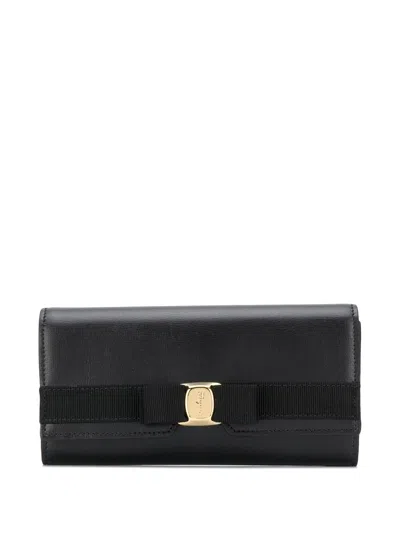 Ferragamo Portafoglio Continental Fiocco Vara In Black