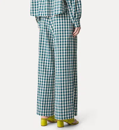 Forte Forte Cotton Gingham Wide Leg Pants In Blue