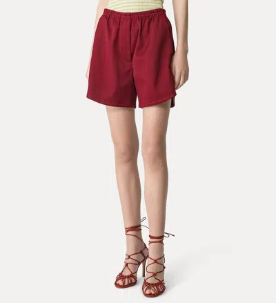 Forte Forte Mercerized Cotton Twill Shorts In Burgundy