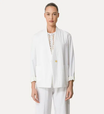Forte Forte Viscose Cotton Twill Double Breasted Jacket In White
