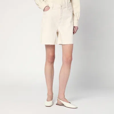 Frame Butter-coloured Denim Bermuda Shorts In White