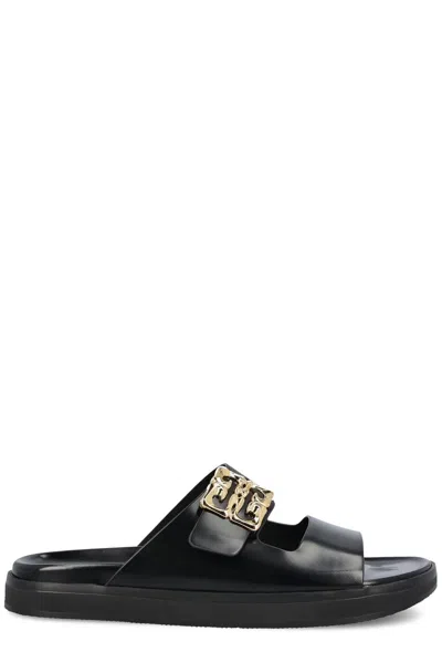 Givenchy Slides 4g Liquid Dad In Leather In Black
