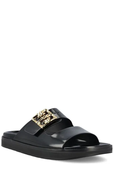 Givenchy Slides 4g Liquid Dad In Leather In Black