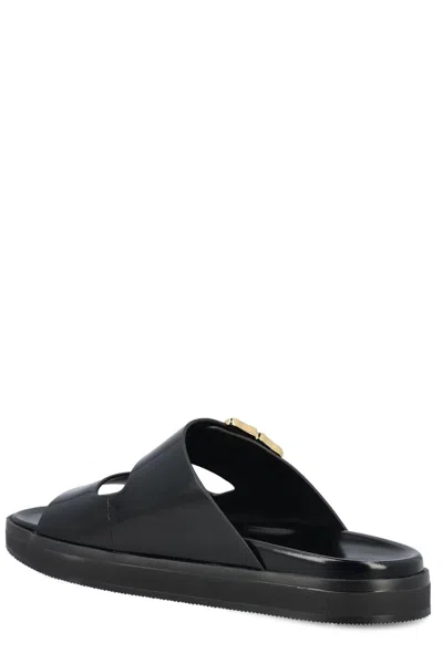 Givenchy Slides 4g Liquid Dad In Leather In Black